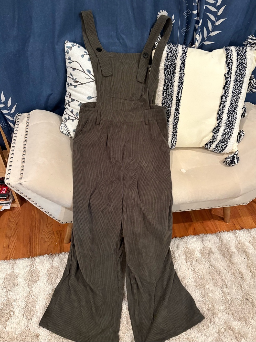 Cider Women's Olive Green Corduroy Overalls Jumpsuit